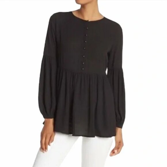 Catherine Malandrino Black Silky Peplum Blouse - Size 8 - Picture 1 of 3